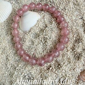 RARE STRAWBERRY QUARTZ 8mm bead stretch bracelet